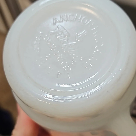 Vintage Anchor Hocking Fire King  Flower Power Stacking Mug Blue & Orange Flower - Picture 4 of 4